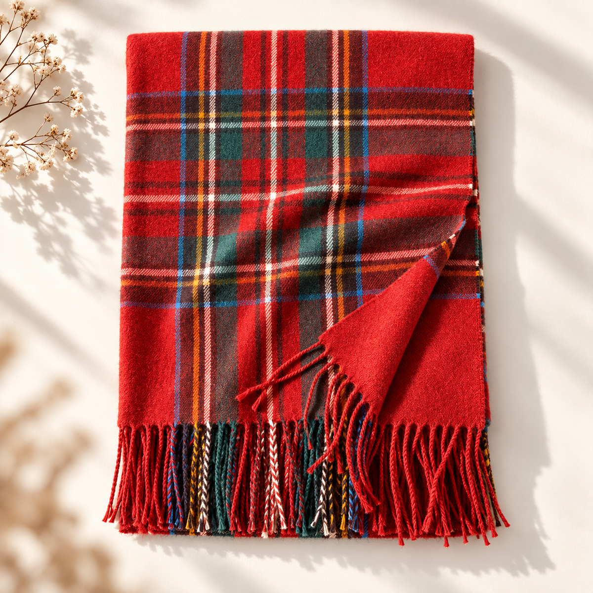 Women’s Tartan Plaid Scarf, Soft Warm Oversized Check Scarf with Tassel Fringe, Cosy Autumn Winter Fashion Wrap for Casual, Work & Travel, Christmas Birthday Gift for Her